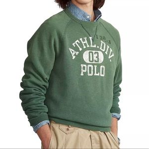 NWT Polo Ralph Lauren GREEN Vintage Fleece Graphic Crewneck Sweatshirt LARGE
